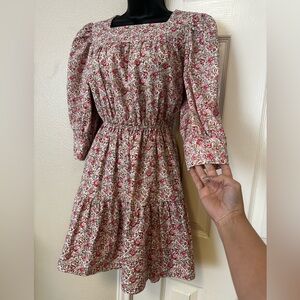 HYACINTH HOUSE Pink and Red Floral Maddie Mini Dress Size Small